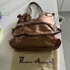 Pietro Alessandro Brown Leather Shoulder Bag with Slouchy Design